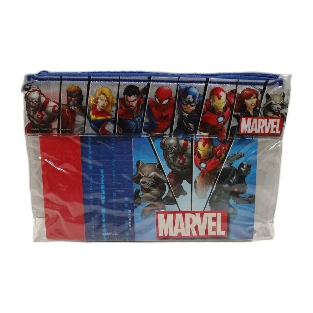 Marvel Avengers Soft Pencil Case School Supplies 8-pc Kit Sticker Book Notepad
